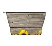 Girasol sobre Madera rústica, Bolsa de artículos de tocador Bolsa de Maquillaje Bolsa de cosméticos Bolsa de artículos de tocador de Viaje portátil