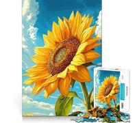 Girasol Vibrante contra Cielo Azul Rompecabezas de lógica de 1000 Piezas para Adultos Corte de precisión con Bordes Suaves reuniones Familiares (38x26cm)
