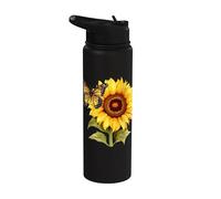 Girasol y mariposa Stainless Steel Insulated Water Bottle