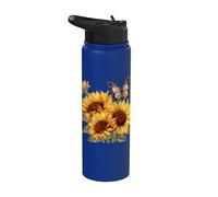 Girasol y mariposa Stainless Steel Insulated Water Bottle