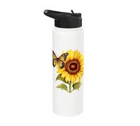 Girasol y mariposa Stainless Steel Insulated Water Bottle