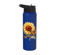 Girasol y mariposa Stainless Steel Insulated Water Bottle