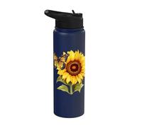 Girasol y mariposa Stainless Steel Insulated Water Bottle