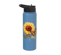 Girasol y mariposa Stainless Steel Insulated Water Bottle