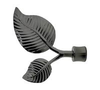 GIRASOLE HOME® Terminal doble hoja para barra de cortina de diámetro de 18-20 mm 2 piezas de aluminio (níquel negro)