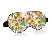 Girasoles, aciano, hojas verdes, flores de amapola rojas, cebada, máscaras de ojos, bloques de cubierta, máscara de sueño ligera, cubierta de sombra, venda para los ojos, cubierta de sombra de ojos re