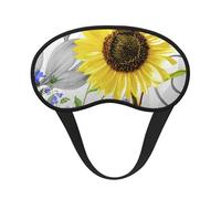 Girasoles amarillos en acuarela con flores azules, Cubiertas oculares completas, antifaces para dormir que bloquean la luz, orejeras opacas para dormir