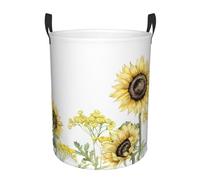Girasoles Amarillos En Acuarela Cubo Ropa Sucia Circular Cesta Ropa Impermeable Cesto Lavandería Para Dormitorio Juguetes Baño