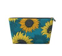 Girasoles Amarillos sobre Fondo Azul, Bolsa de artículos de tocador Bolsa de Maquillaje Bolsa de cosméticos Bolsa de artículos de tocador de Viaje portátil
