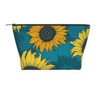 Girasoles Amarillos sobre Fondo Azul, Bolsa de artículos de tocador Bolsa de Maquillaje Bolsa de cosméticos Bolsa de artículos de tocador de Viaje portátil