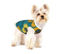 Girasoles Amarillos sobre un Fondo Azul,Camiseta de algodón sin Mangas para Mascotas, Chaleco Transpirable, Suave y elástico para Cachorros,S