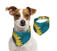 Girasoles Amarillos sobre un Fondo Azul,Pañuelos de algodón para Perros, Bufandas Ajustables para Mascotas,S