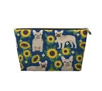 Girasoles Bulldog Francés, Bolsa de Maquillaje Bolsa de cosméticos Bolsa de artículos de tocador de Viaje portátil Bolsa de artículos de tocador