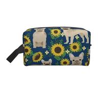 Girasoles Bulldog Francés, Bolsa de Maquillaje Bolsa de cosméticos Bolsa de artículos de tocador de Viaje portátil Organizador de Bolsa de Maquillaje