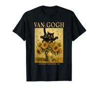 Girasoles Cat Pounce Van Gogh Inspirado Divertida Obra Maestra Camiseta