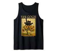 Girasoles Cat Pounce Van Gogh Inspirado Divertida Obra Maestra Camiseta sin Mangas