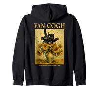 Girasoles Cat Pounce Van Gogh Inspirado Divertida Obra Maestra Sudadera con Capucha