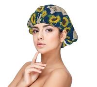 Girasoles de bulldog francés,Gorro de dormir de satén para adultos - Gorro de dormir elástico para mujer, cubrecabello nocturno