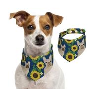 Girasoles de Bulldog francés,Pañuelos de algodón para Perros, Bufandas Ajustables para Mascotas,L