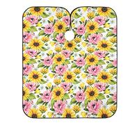 Girasoles Flor De Margarita Cortar Cabello Delantal Ajustable Capas De Corte Peluqueria Impermeable Capa Peluqueria Para Adulto Peluquería Niños 140X168Cm