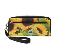 Girasoles Florales, Bolsa de Maquillaje Bolsa de cosméticos Bolsa de Aseo de Viaje portátil Estuche de Cuero para Mujeres y niñas