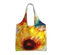 Girasoles Florales Hermosos Rojos,Bolsas de mano reutilizables, bolsas de supermercado, bolso de hombro de lona de gran capacidad