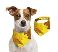 Girasoles Flores Amarillas Impresas,Pañuelos de algodón para Perros, Bufandas Ajustables para Mascotas,L