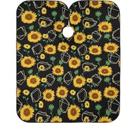 Girasoles Y Geometría Flor Negra Barberos Delantal Ligera Barbero Capas Impermeable Capas De Corte Peluqueria Para Adulto Peluquería Niños 140X168Cm