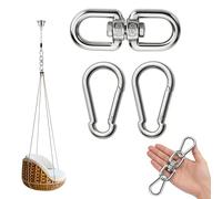 Giratorio acero inoxidable M8 pack 3 piezas articulación giratoria 360 grados con 2 ganchos mosquetón grandes alta carga para silla colgante saco de boxeo interior exterior