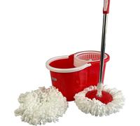 Giratorio Mopa Y Cubo Set Con 2 Súper Absorbente Microfibra Cabezas Fácil Prensa