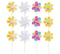 Giratorios de Viento para Exterior 12 Piezas De Decoración De Conejo Y | Molinillos De Viento De Pascua Para Exterior Para Jardín Patio Porche Sendero Balcón Parque