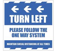 Gire a la izquierda Siga el sistema de una dirección y mantenga el distanciamiento social en todo momento.