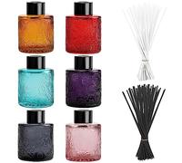 GiReich 6 Pcs Difusor de Aromas de Colorido Ambientador Varillas 25Pcs Negras & 25Pcs Blancas, Diseño en Relieve Difusor Botellas con Varillas de Incienso, Difusor Aceites Esenciales Botellas
