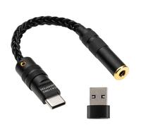 Girftu Adaptador USB C a 3,5 mm 4,4 mm Dongle DAC aleación de aluminio metal con chip CX31993 MAX97220 Chip Type C Headphone AUX Dongle adaptador DAC cable para USB C deivce (3,5 mm negro)