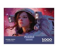 Girl Astronaut 1000 Pcs Premium-Karton Puzzle Girl in Space Stressabbau Kreatives Spiel Puzzles Als Geburtstagsgeschenke 70x50cm/1000pcs
