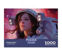 Girl Astronaut 1000 Pcs Stabiler Karton Puzzle Girl in Space Stressabbau Kreatives Spiel Puzzles Als Wohnaccessoires 52x38cm/1000pcs