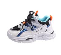 Girl Buts - Zapatos deportivos para niños y niñas, puntera redonda, suela gruesa, malla ligera, transpirable, cómoda, casual, talla 1, zapatos para niñas, Black, 30 EU