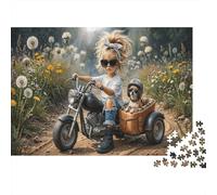Girl & ChihuahuaRompecabezas Premium 1000 Piezas Cartón Grueso Sendero de Suciedad de Flores Silvestres Antistrés Adultos, Entretenimiento Familiar, Regalo Ideal para Parejas Y Nonos 52x38cm/1000pcs