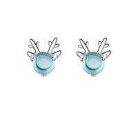 Girl Crystal Deer Stone Girls Party Accessories 925 Animal Horn Earrings Fashion Jewelry for Lady
