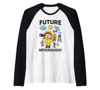 Girl Cute Future Meteorologist Kids Junior Weather Scientist Camiseta Manga Raglan