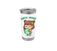 Girl Earth Hugger Planet Day Globe - Globo para mujer Vaso térmico de acero inoxidable de doble pared