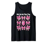Girl Go Get That Flag, Coqueta, Lazo con Bandera Rosa, fútbol, mamá Camiseta sin Mangas