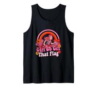 Girl Go Get That Flag Football 70, Flores Rosas Florales Retro Camiseta sin Mangas