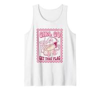 Girl Go Get That Flag - Sello Postal Rosa con Texto en inglés Camiseta sin Mangas