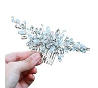 Girl Hair Comb Pearl Rhinestone Bridal Jewelry Accessories Leaf Shape Hairpin For Women Wedding(Sliver)