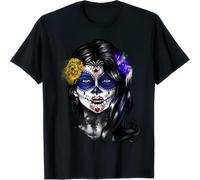 Girl Halloween Dia De Los Muertos T-Shirt,Men's and Women's Sports Short-Sleeved Cotton Shirt Top S-4XL