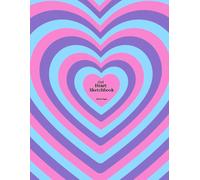 Girl Heart Sketchbook Blank Pages: Large Children's Notebook for Drawing with Retro & Aesthetic Repeating Pattern in Pink Blue plus Purple