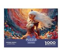 Girl in Red and White Armor 1000 Pcs Cartón Rompecabezas Warrior Goddess Liberador De Estrés Juego Creativo Puzzle Juego De Desafío Difícil 70x50cm/1000pcs