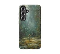 Girl in Sunlit Forest Clearing with Butterflies - Funda resistente mate compatible con Samsung Galaxy S25 Plus, color verde