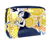 Girl in The Sunflower - Neceser organizador de maquillaje, neceser de maquillaje, estuche para lápices, Multicolor 01, 18.5x7.5x13cm/7.3x3x5.1in, Estuche de belleza